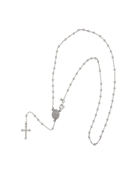 RO-53 - ROSARIO DE PLATA CON CRUZ DE 11 X 16, MILAGROSA DE 8 MM X 11 MM , BOLA DE 2 MM Y 60 CM