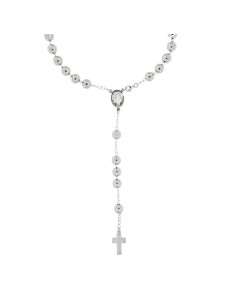 RO-49 - ROSARIO DE PLATA CON CRUZ LISA DE 18 MM X 12 MM CON MILAGROSA DE 15 MM X 12 MM Y BOLA DE 0,8 MM Y LARGO DE 48 CM