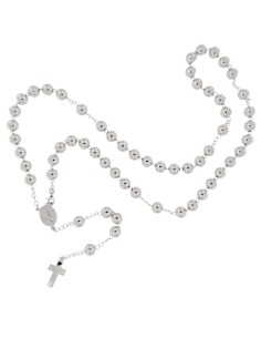 RO-49 - ROSARIO DE PLATA CON CRUZ LISA DE 18 MM X 12 MM CON MILAGROSA DE 15 MM X 12 MM Y BOLA DE 0,8 MM Y LARGO DE 48 CM 2