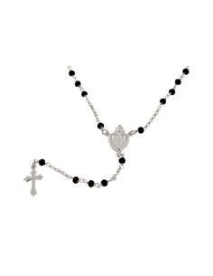RO-31 - ROSARIO DE PLATA CON CADENA DE 34 CM Y ANCHO DE 2 MM/PIEDRA NEGRA 3,5 MM Y COLGANTE DE 16 MM X 10 MM 2