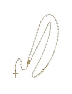 RO-45 - ROSARIO DE PLATA CHAPADO EN ORO CON CADENA DE 35 CM Y ANCHO DE 2 MM/PIEDRA BLANCA 4 MM Y COLGANTE DE 17 MM X 11 MM 2