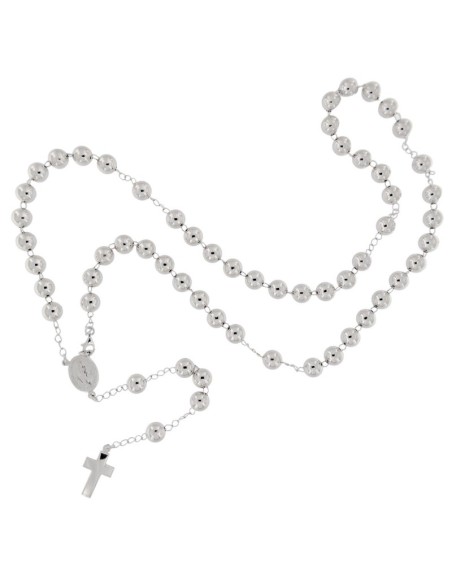 RO-50 - ROSARIO DE PLATA CON CRUZ LISA DE 18 MM X 12 MM CON MILAGROSA DE 15 MM X 12 MM Y BOLA DE 0,6 MM Y LARGO DE 46 CM
