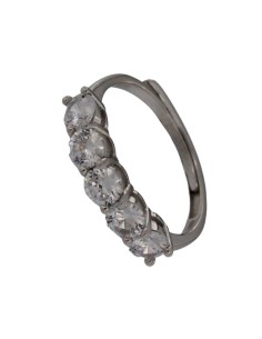 S-2107 - SORTIJA DE PLATA CON MOTIVO DE 5 PIEDRAS BLANCAS UNIDAS EN EL FRONTAL DE 0,4 MM Y BERTURA TRASERA