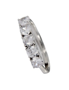 S-2049 - SORTIJA DE PLATA CON 5 PIEDRAS REDONDAS EN EL FRONTAL CON CIERRE ABIERTO