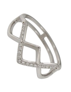 S-1918 - SORTIJA DE PLATA CON FORMA TRIANGULAR ENTRELAZADA CON TIRA DE CIRCONITA
