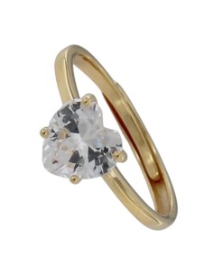 S-2203 - SORTIJA DE PLATA CHAPADA EN ORO CON MOTIVO E CORAZÓN DE 7 MM