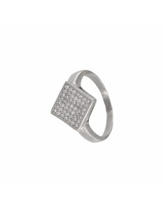 S-1433 - SORTIJA DE PLATA CON MOTIVO CENTRAL DE ROMBO CON CIRCONITA