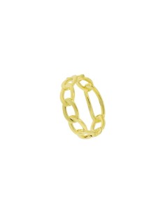 S-1977 - SORTIJA DE PLATA CHAPADA EN ORO CON ESLAVONES UNIDOS HACIENDO CADENA