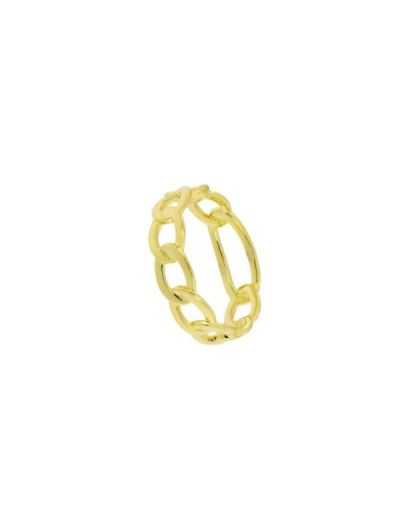S-1977 - SORTIJA DE PLATA CHAPADA EN ORO CON ESLAVONES UNIDOS HACIENDO CADENA