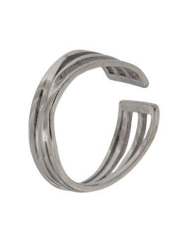 S-2032 - SORTIJA DE PLATA CON VARIAS TIRAS UNIDAS JUNTAS