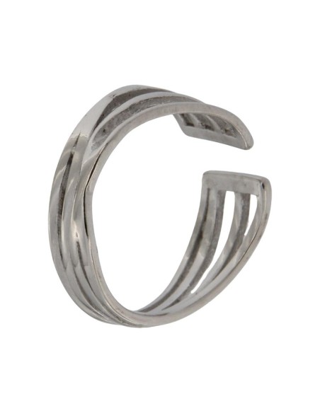 S-2032 - SORTIJA DE PLATA CON VARIAS TIRAS UNIDAS JUNTAS