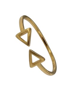 S-1947 - SORTIJA DE PLATA CHAPADA EN ORO ABIERTA CON DOS TRIÁNGULOS ENFRENTADOS