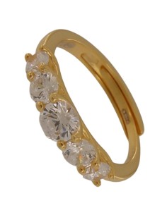 S-2253 - SORTIJA DE PLATA CHAPADA EN ORO CON 5 CHATONES DE 6 MM EN EL FRONTAL ABIERTA