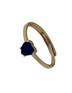 S-2104 - SORTIJA DE PLATA CHAPADA EN ORO CON MOTIVO DE CORAZÓN AZUL MAR DE 0,5 MM CON ABERTURA TRASERA