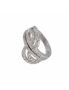 S-1187 - SORTIJA DE PLATA CON TIRAS DE CIRCONITA HACEINDO UN DIBUJO OVAL