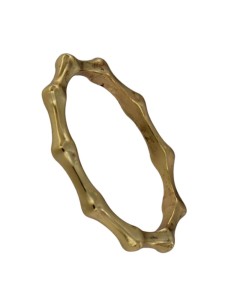 S-2126 - SORTIJA DE PLATA CHAPADO EN ORO CON MOTIVO DE HOJA DE BAMBÚ