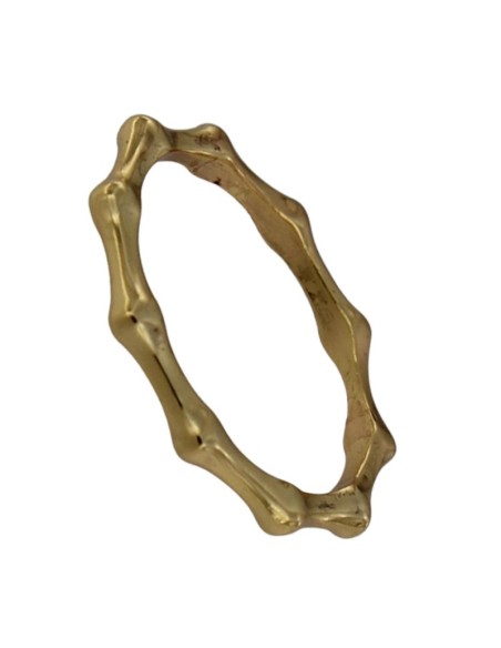 S-2126 - SORTIJA DE PLATA CHAPADO EN ORO CON MOTIVO DE HOJA DE BAMBÚ