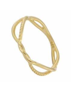 S-1945 - SORTIJA DE PLATA CHAPADA EN ORO CON 2 TIRAS ENTRELAZADAS UNIDAS