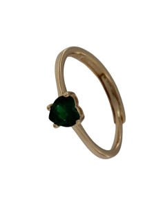 S-2101 - SORTIJA DE PLATA CHAPADA EN ORO CON MOTIVO DE CORAZÓN VERDE DE 0,5 MM CON ABERTURA TRASERA