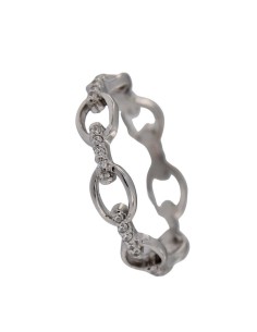 S-2004 - SORTIJA DE PLATA CON MOTIVOS OVALADOS HUECOS UNIDOS POR UNA TIRA DE CIRCONITA