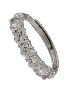 S-2255 - SORTIJA DE PLATA CON 5 CIRCONITAS CON ABERTURA TRASERA