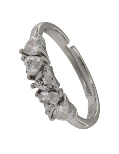 S-2082 - SORTIJA DE PLATA CON MOTIVO DE CORAZONES EN EL FRONTAL