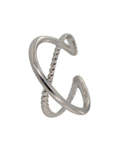 S-2058 - SORTIJA DE PLATA CON DOS TIRAS CRUZADAS Y ABERTURA TRASERA