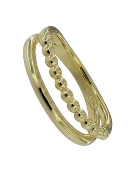 S-2219 - SORTIJA DE PLATA CHAPADO EN ORO CON DOBLE TIRA