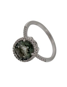 S-2092 - SORTIJA DE PLATA CON MOTIVO DE FORMA OVALADA EN PIEDRA AZUL MAR Y BORDE DE CIRCONITA DE 12 MM X 13 MM