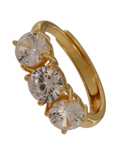 S-2252 - SORTIJA DE PLATA CHAPADA EN ORO CON 3 CHATONES DE 6 MM EN EL FRONTAL ABIERTA