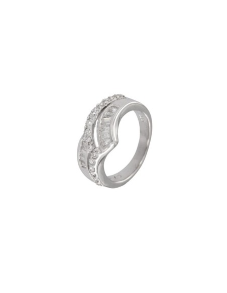 S-1402 - SORTIJA DE PLATA CON PIEDRA BLANCA Y CIRCONITA ACABADO EN PUNTA