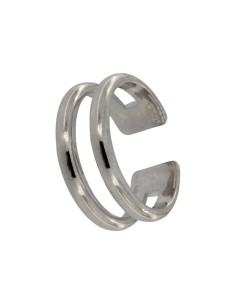 S-2059 - SORTIJA DE PLATA CON DOS TIRAS UNIDAS HUECAS EN EL CENTRO Y ABERTURA TRASERA