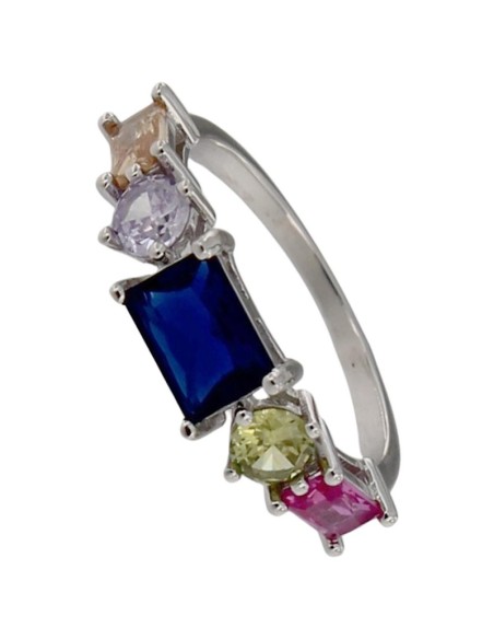 S-2084 - SORTIJA DE PLATA CON PIEDRAS DE COLOR