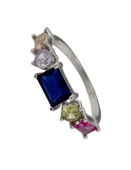 S-2084 - SORTIJA DE PLATA CON PIEDRAS DE COLOR