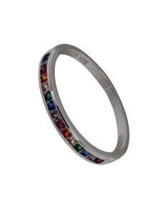 S-2078 - SORTIJA DE PLATA CON MOTIVO FRONTAL DE CIRCONITA DE COLORES