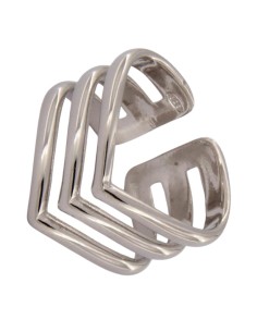 S-1929 - SORTIJA DE PLATA CON 4 TIRAS EN FORMA DE PUNTA UNIDAS Y ABERTURA TRASERA