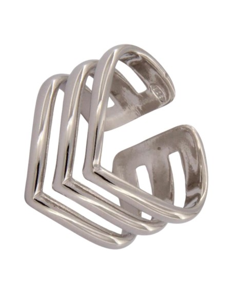 S-1929 - SORTIJA DE PLATA CON 4 TIRAS EN FORMA DE PUNTA UNIDAS Y ABERTURA TRASERA