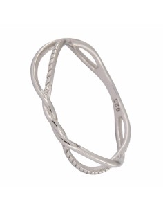 S-1944 - SORTIJA DE PLATA CON 2 TIRAS ENTRELAZADAS UNIDAS FORMANDO UN NUDO