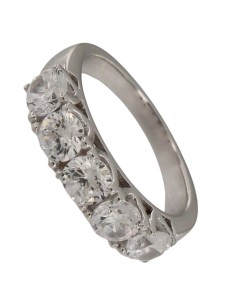 S-2259 - SORTIJA DE PLATA CON 5 MOTIVOS DE CIRCONITA DE 5 MM X 20 MM