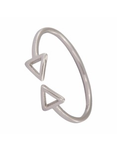 S-1946 - SORTIJA DE PLATA RODIADA ABIERTA CON DOS TRIÁNGULOS ENFRENTADOS